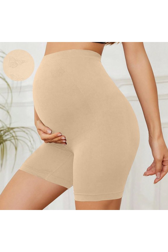 High Waisted Belly Support Leggings Breathable Comfortable Maternity Pants for Third Trimester Pregnancy Activewear Beige M