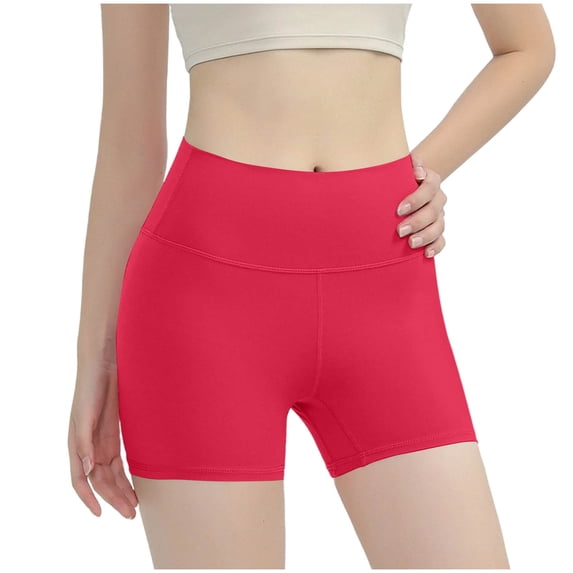 High Waisted Biker Leggings for Women Shorts Seamless Stretchy Quick Dry Gym Yoga Workout Athletic Shorts (XL, Red)