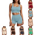 thumbnail image 1 of High Waisted Biker Yoga Shorts for Women Tummy Control Fitness Shorts & Cropped Vest Cami Tops Sets (Sky Blue L), 1 of 4
