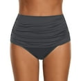 thumbnail image 1 of High Waisted Bikini Bottoms Ruched Tummy Control Swimsuits Bottoms Swim Bottom Bathing Suits for Women Women's Swim High Ruched Bottom Swimsuit Waisted Bikini Briefs Swimwears Tankinis Set Grey L, 1 of 6
