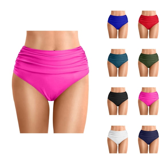 High Waisted Bikini Bottoms for Women Ruched Tummy Control Swim Bottom Bathing Suit Bottoms