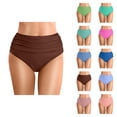 thumbnail image 1 of High Waisted Bikini Bottoms for Women Tummy Control Ruched Bathing Suit Swim Bottom, 1 of 5