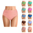 thumbnail image 1 of High Waisted Bikini Bottoms for Women Tummy Control Ruched Bathing Suit Swim Bottom, 1 of 6