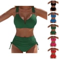 thumbnail image 1 of High Waisted Bikini Set for Women 2 Piece Swimsuit Solid Color Push Up Bikini with Adjustable Straps Summer 2026 Beach Swimwear, 1 of 5