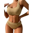 thumbnail image 1 of High Waisted Bikini Set for Women Athletic Two Piece Summer Beach Swimwear Sporty Scoop Neck Ribbed Bathing Suit for Teen Girls Juniors, 1 of 6