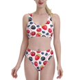 thumbnail image 1 of High Waisted Bikini Sets For Women, Blueberry Red Print Swimsuits Tummy Control, Two Pieces Bathing Suit, 1 of 8