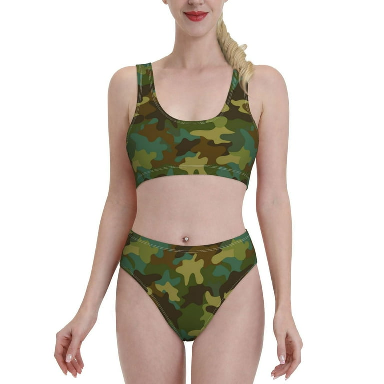 Bathing Suits Army Camo Bikini Green Camo Print Women's Swimwear