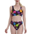 thumbnail image 1 of High Waisted Bikini Sets For Women, Colorful Pineapple Black Swimsuits Tummy Control, Two Pieces Bathing Suit, 1 of 8
