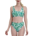 thumbnail image 1 of High Waisted Bikini Sets For Women, Green Doodle Pattern Swimsuits Tummy Control, Two Pieces Bathing Suit, 1 of 8