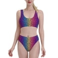 thumbnail image 1 of High Waisted Bikini Sets For Women, Leopard Neon Rainbow Gradient Swimsuits Tummy Control, Two Pieces Bathing Suit, 1 of 8
