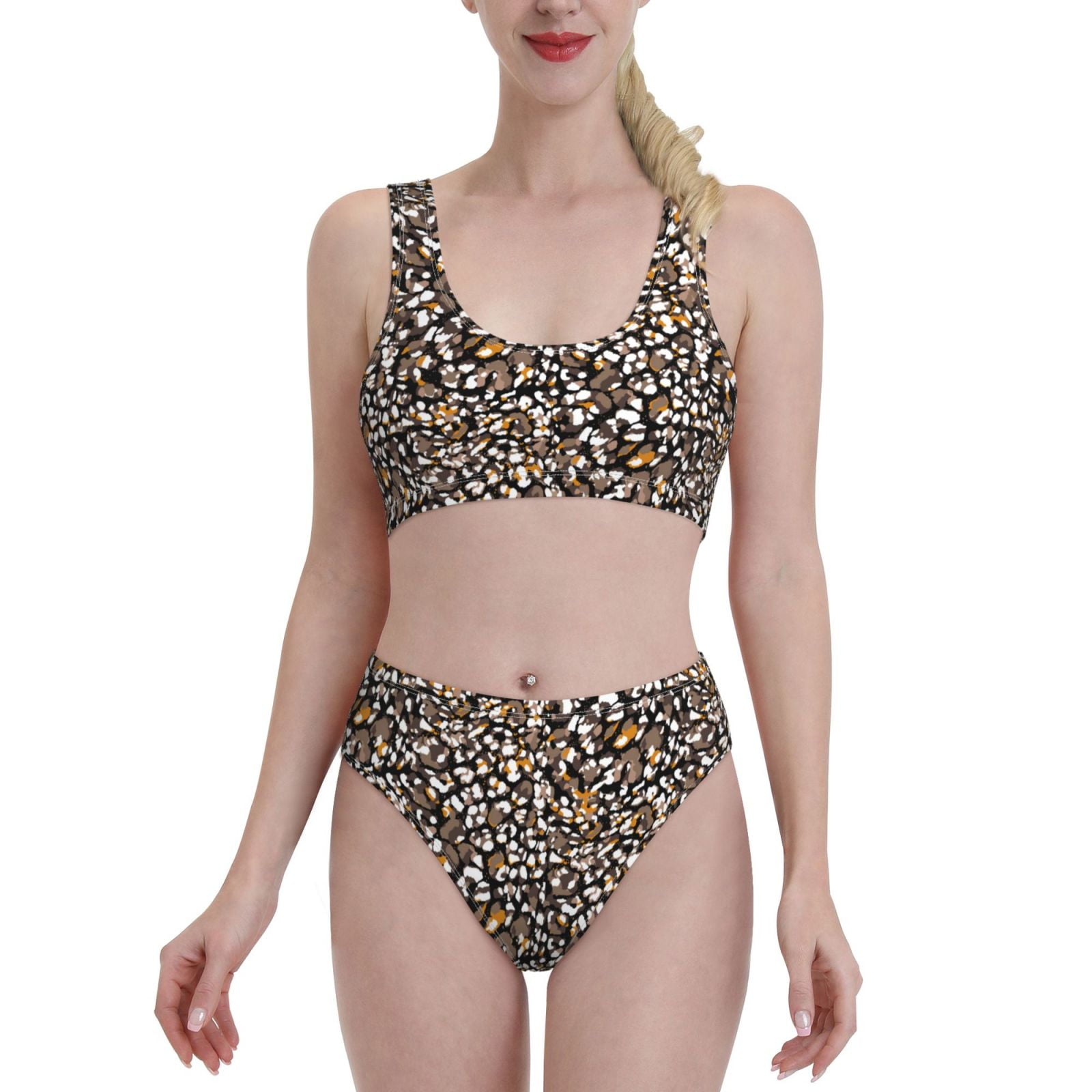 Wlylongift High Waisted Bikini Sets For Women Boy Shorts Swimsuits Sporty Bathing Suit Boat Neck Swimsuit Sets