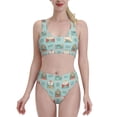 thumbnail image 1 of High Waisted Bikini Sets For Women, Mailer Stamp Pattern Swimsuits Tummy Control, Two Pieces Bathing Suit, 1 of 8