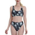 thumbnail image 1 of High Waisted Bikini Sets For Women, White Jellyfish Print Black Swimsuits Tummy Control, Two Pieces Bathing Suit, 1 of 8