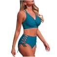 thumbnail image 1 of High Waisted Bikini Sets Women Cross Back Twist Swimsuits Two Piece Side Cutout Drawstring Bathing Suits (S, Sky Blue), 1 of 7