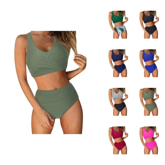High Waisted Bikini Sets for Women 2 Piece Bathing Suits Womens Swimsuits Full Coverage Swimsuit
