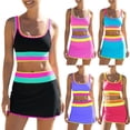 thumbnail image 1 of High Waisted Bikini Sets for Women Modest Swimsuits Cute 3 Piece Bathing Suits Neon Swimwear with Skirt Purple M, 1 of 5