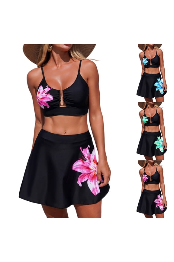 High Waisted Bikini Sets for Women - Printed Two Piece Swimsuits Swim Suits 2026 Tummy Control Bathing Suit Pink M