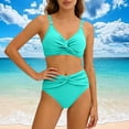 thumbnail image 1 of High Waisted Bikini Sets for Women,Push Up Swimsuits Stretch Fit V Neck Twist Front Bathing Suit, 1 of 7