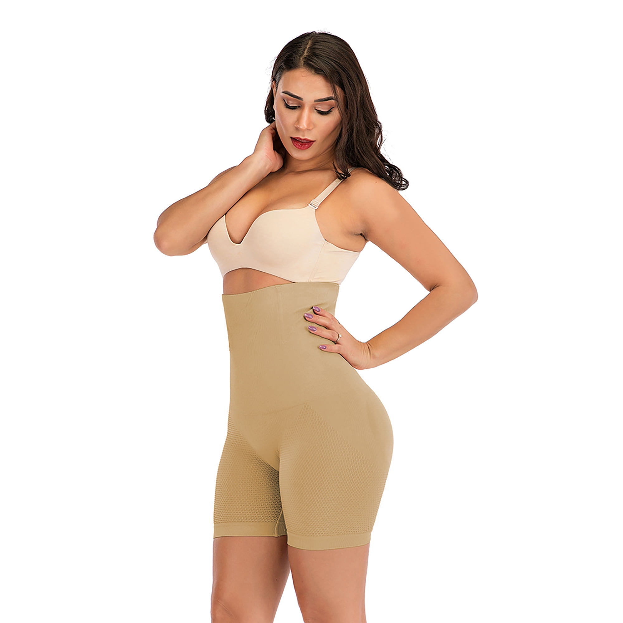 High Waisted Body Shaper Boyshorts Tummy Control Waist Slimming and Back Smoothing Shapewear for Women Beige L Walmart
