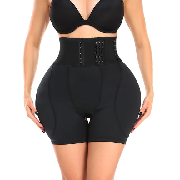 High Waisted Body Shaper Shorts Shapewear for Women Tummy Control Plus Size Women's Button-Shaped Pants With Open Crotch, Waist And Crotch, Sponge Belly And Body-Building Pants Black XXXXXL