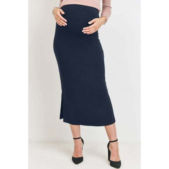 High Waisted Bodycon Maternity Midi Skirt