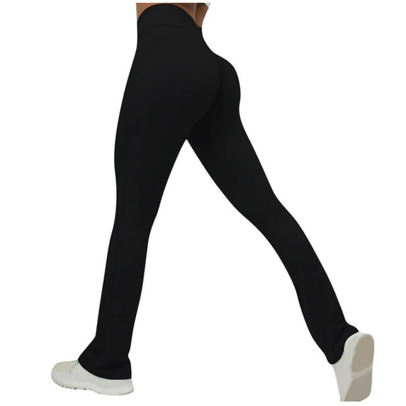High Waisted Bootcut Yoga Pants for Women Scrunch Butt Lifting Stretch Workout Flare Leggings Tights Black