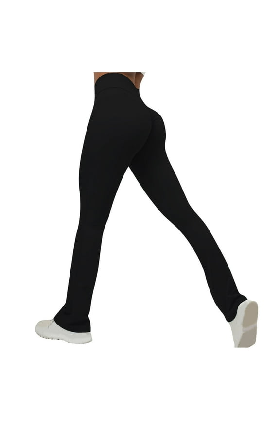 High Waisted Bootcut Yoga Pants for Women Scrunch Butt Lifting Stretch Workout Flare Leggings Tights Black