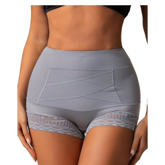 High-Waisted Butt Lifter Briefs Tummy Control Shapewear for Women Breathable Slimming Underwear Panties with Lace Trim Shapewear Panty