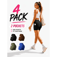 thumbnail image 1 of Women's 4 Pack Workout Biker Shorts with 2 Pockets, High Waisted Tummy Control Yoga Gym Running Shorts,Black,Brown,Green,Blue, 1 of 8