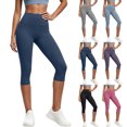 thumbnail image 1 of High Waisted Capri Yoga Leggings for Women,Solid Color Leggings for Daily wear,Soft Comfortable Feel,4-Way Stretch, 1 of 7