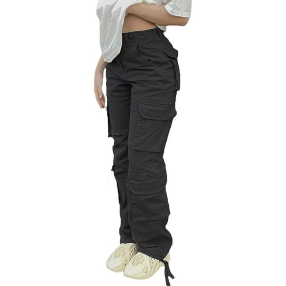 High Waisted Cargo Pants for Women Baggy Y2k Straight Wide Leg Pants with Pockets Streetwear