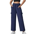thumbnail image 1 of High Waisted Cargo Sweatpants Women Soft Fleece Wide Leg Baggy Pants Fall Winter Solid Color Drawstring Elastic Waist Athletic Joggers with Pockets, 1 of 8