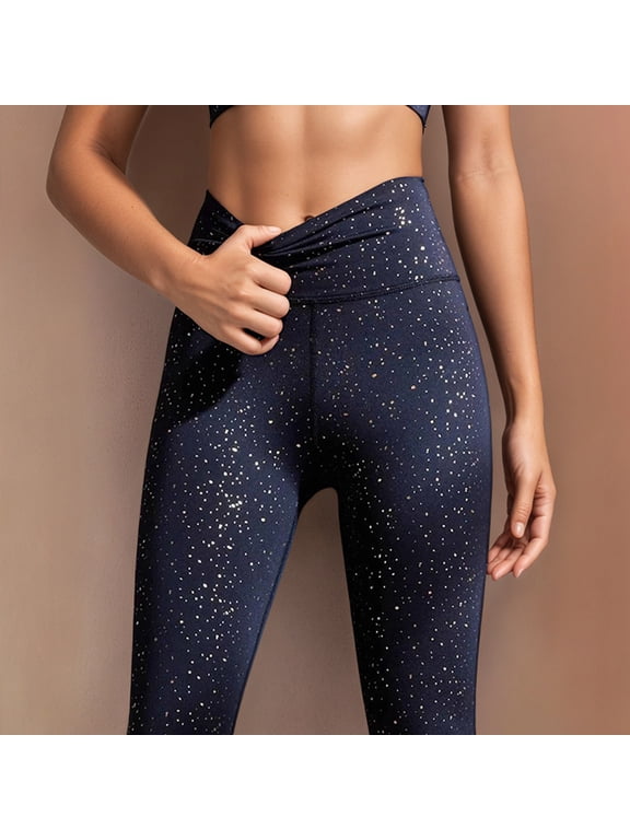 High Waisted Celestial Print Seamless Yoga Leggings For Women Comfort Stretch Full Length Workout Pants Fitness Running Daily WearSilverL