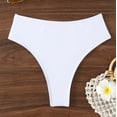thumbnail image 1 of High Waisted Cheeky Bikini Bottom for Women Low Rise Casual Stretchy Waterproof Thong Swimsuit Bathing Suits, 1 of 3