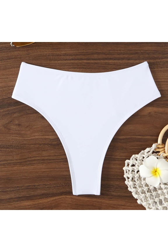High Waisted Cheeky Bikini Bottom for Women Low Rise Casual Stretchy Waterproof Thong Swimsuit Bathing Suits