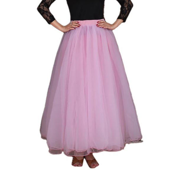 High Waisted Classic Puffy Tulle Tutu Ballroom Walts Modern Dance Skirt Long Ladies With Detachable Bowknot