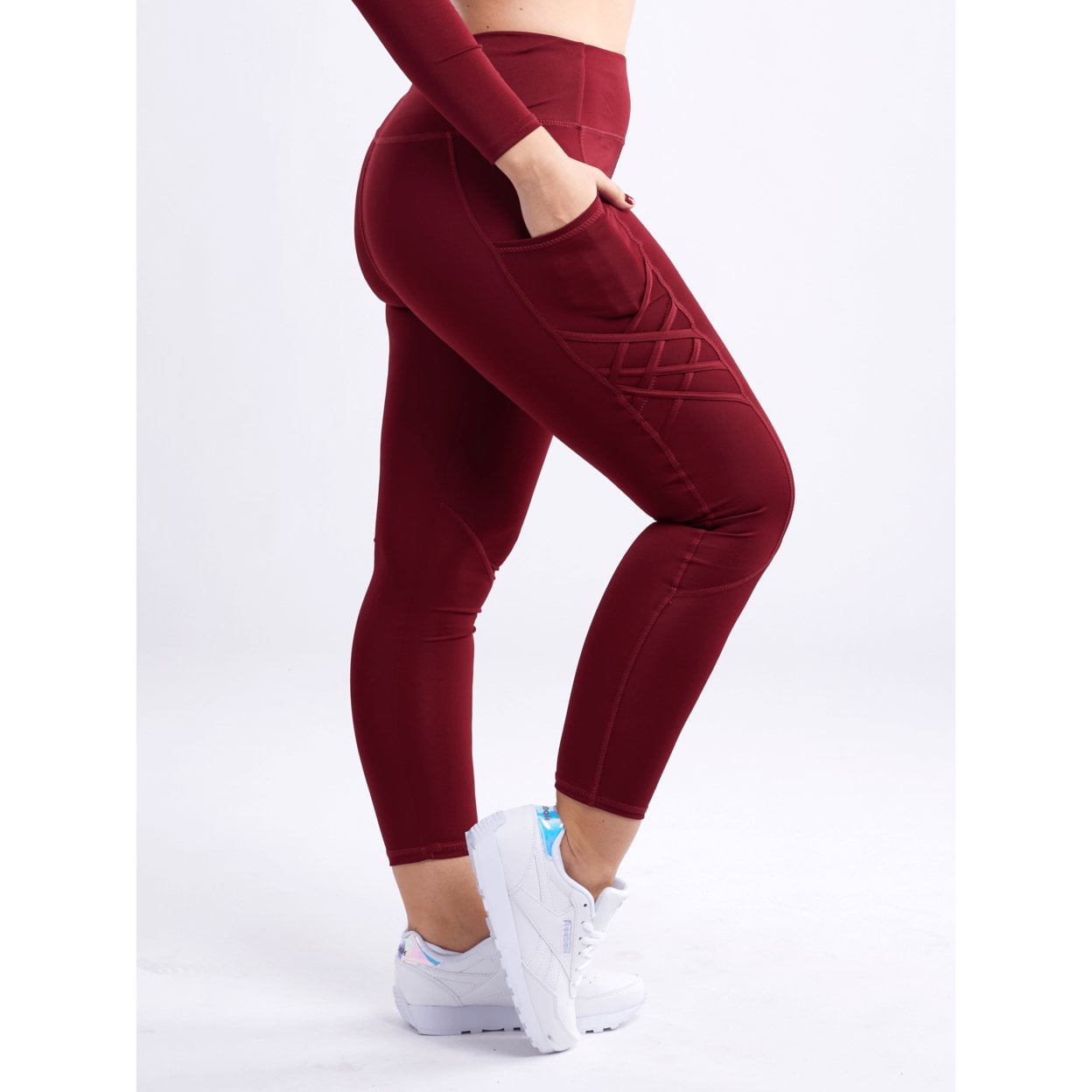 High-Waisted Criss-Cross Training Leggings with Hip Pockets 