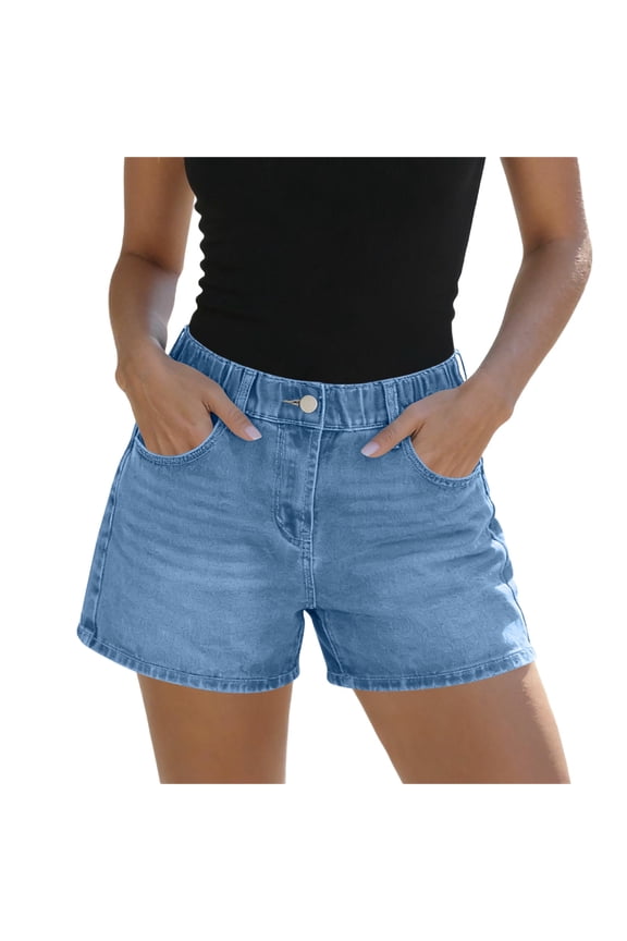High Waisted Denim Shorts for Women, Classic Button Fly Relaxed Fit Shorts, Vintage Washed Casual Shorts with Pockets, Your Go-To Versatile Staple for Summer