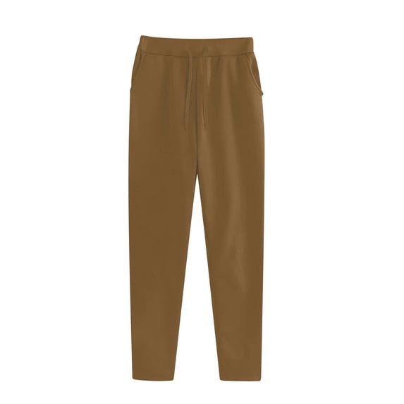 High Waisted Drawstring Pants Women Elastic Waist Slim-Straight Long Pants with Pockets Casual Loose Long Trousers
