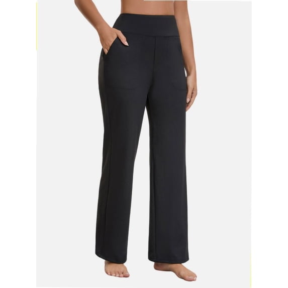 High Waisted Elastic Wide Leg Yoga Pants for Women with Pockets Casual Sportswear Pants