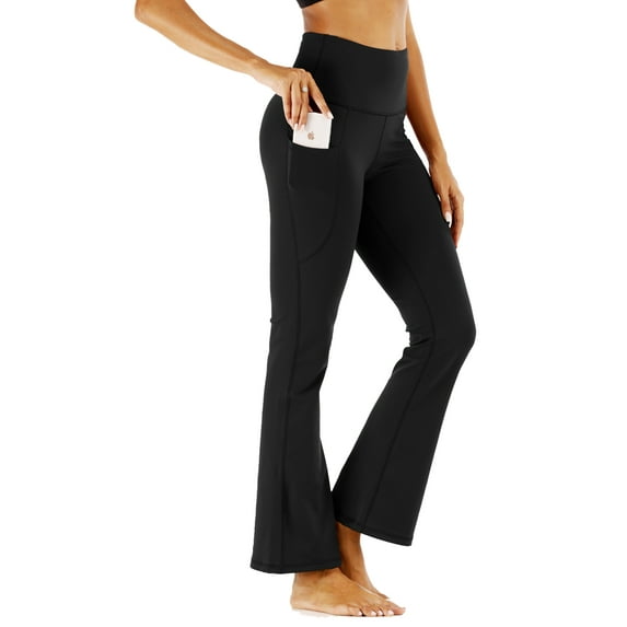 High Waisted Flare Pants Wide Leg Hip Bootcut Solid Color with Pockets for Yoga Active Workout Running