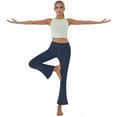 thumbnail image 1 of High Waisted Flare Pants for Women Bell Bottom Elastic Waist Casual Fake Denim Comfy Lightweight Slim Fit Initation Jeans with Pocket, 1 of 6