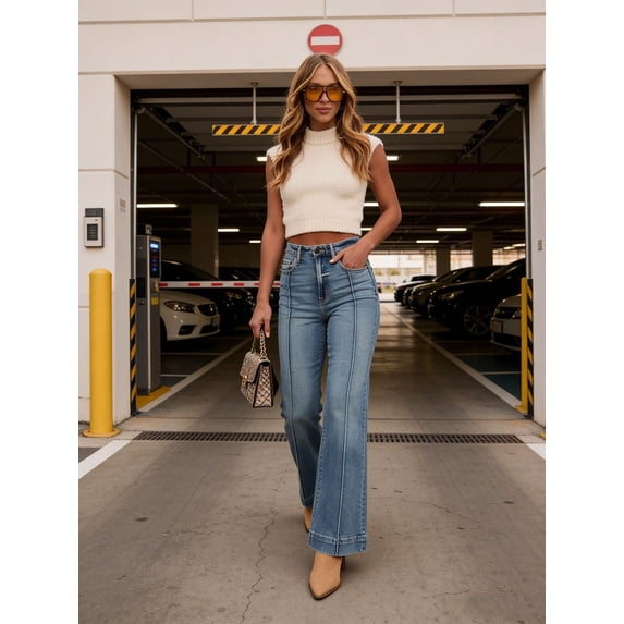 High-Waisted Flared Denim Jeans