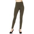 thumbnail image 1 of High Waisted Fleece Lined Leggings - Plus Size - 1XL 2XL 3XL - 3 Inch Waistband Olive One Size Plus, 1 of 2