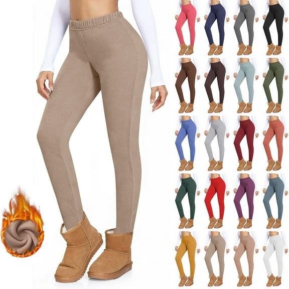 High-Waisted Full-Length Yoga Pants, Non-See-Through Workout Velvet Warm Home Leggings Casual Close Fitting Leggings Long Pants