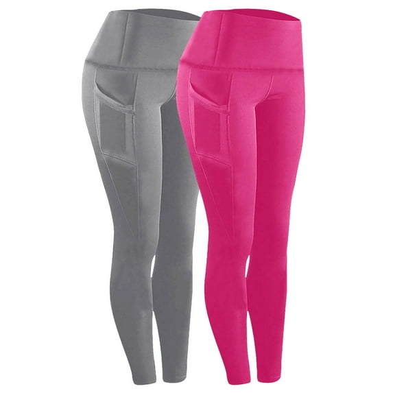 High Waisted Gym Yoga Pants with Pockets, Womens Workout Leggings 25 Inches - Soft Leggings Fitness Sports Running Yoga Athletic Pants Multicolor M