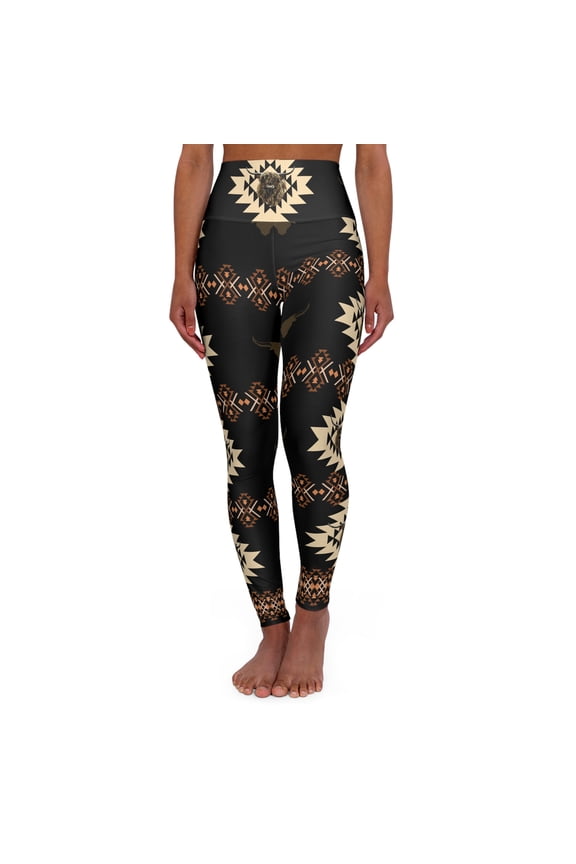 High Waisted Highland cow Yoga Leggings (AOP)
