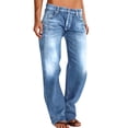 thumbnail image 1 of High Waisted Jeans for Women, Audhol Women High Waisted Jeans Loose Trendy Stretchy Straight Leg Plus Size Distressed Denim Pants with Pockets Baggy Jeans for Women Blue M, 1 of 7