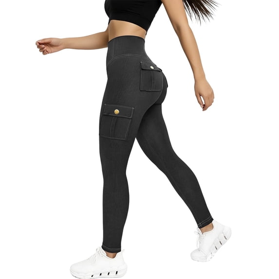 High Waisted Jeans For Women Long Denim Solid Color Butt Lifting Fitness High Waist Stretch Yoga Pants With A Body Contouring Fit For Gym And Studio Wear Plus Size Jeans