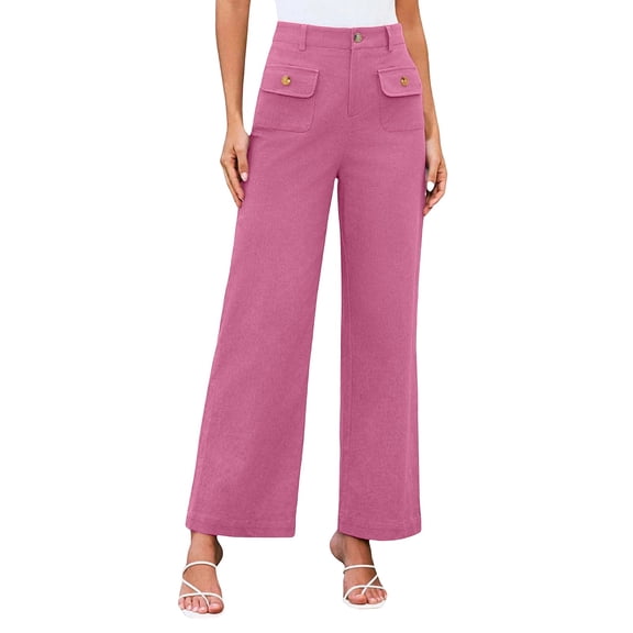 High Waisted Jeans for Women Straight Wide Leg Denim Pants Dressy Business Work Casual Trousers with Pockets
